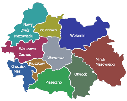 Komendy Powiatowe Policji - mapa