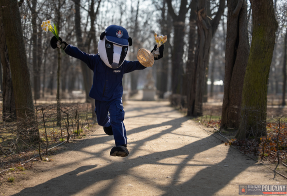 Policyjny Borsuk odwiedził Łazienki Królewskie