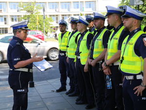 Przywitanie policjantów biorących udział w konkursie