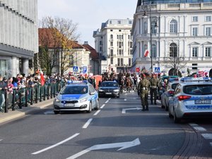 Obchody Narodowego Święta Niepodległości w Warszawie 11.11.2019 rok, policyjne zabezpieczenie uroczystości na Placu Piłsudskiego