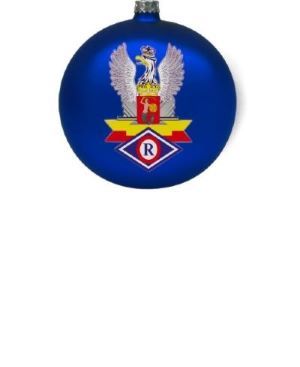 Bombka z logo Wydziału Ruchu Drogowego Komendy Stołecznej Policji.